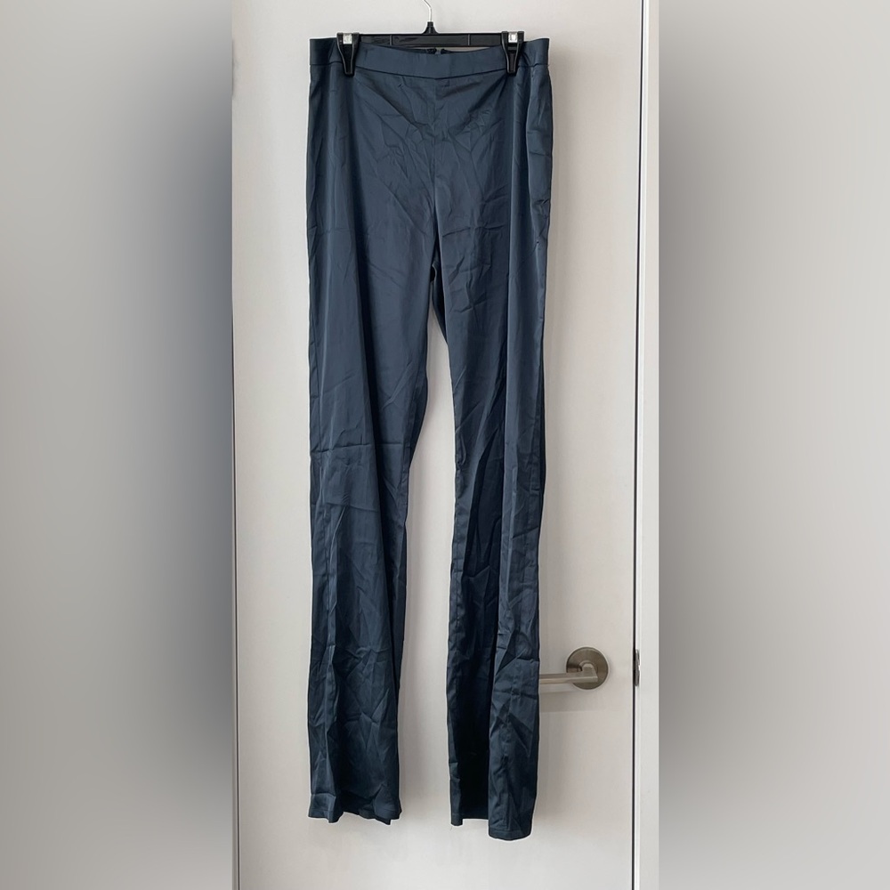 NWT - Jluxlabel High Rise Navy Satin Pants - size L
